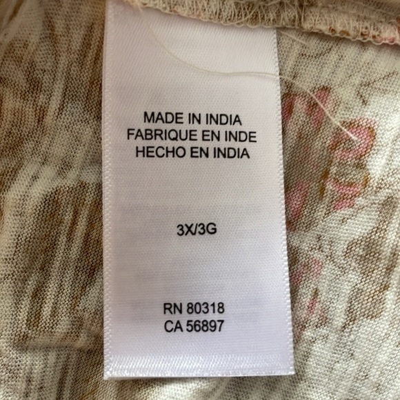 Lucky Brand cream with brown floral print top sz 3X - Picture 5 of 6